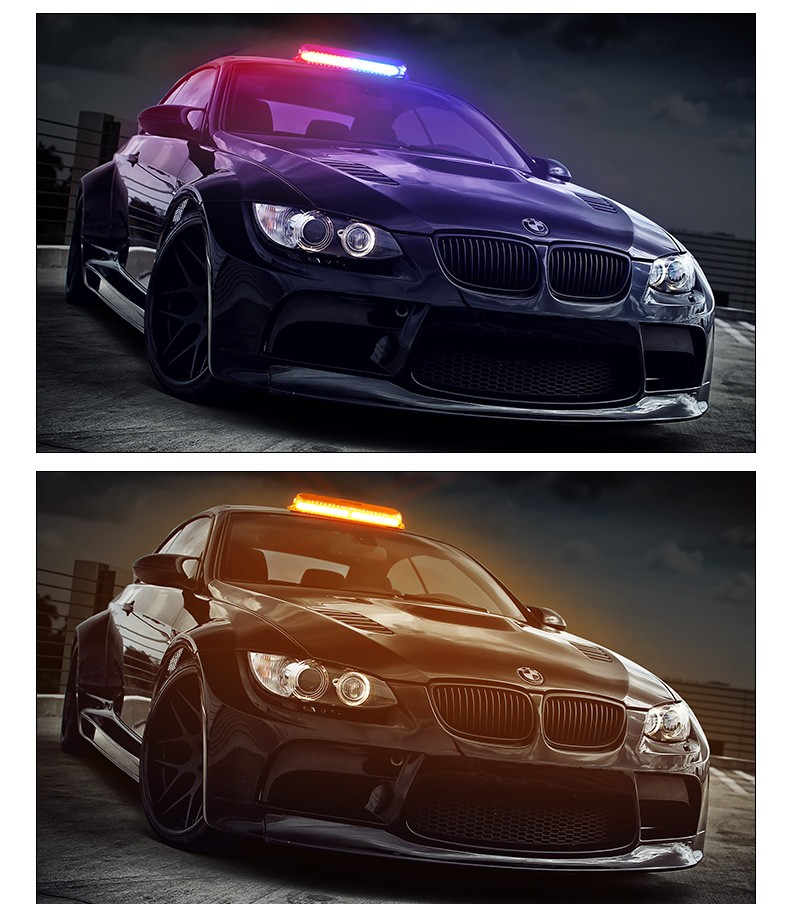 旁恩 汽车工程黄色灯车载安防车顶警灯 强磁吸顶雾天爆闪灯警灯 红蓝