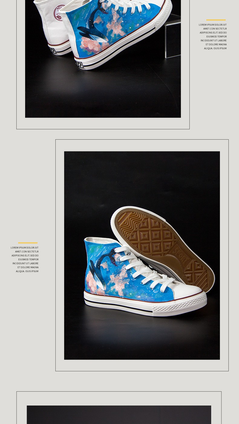 回力手绘鞋爆改鞋男高帮梦幻限量鲸鱼系涂鸦银河星空彩绘帆布鞋女