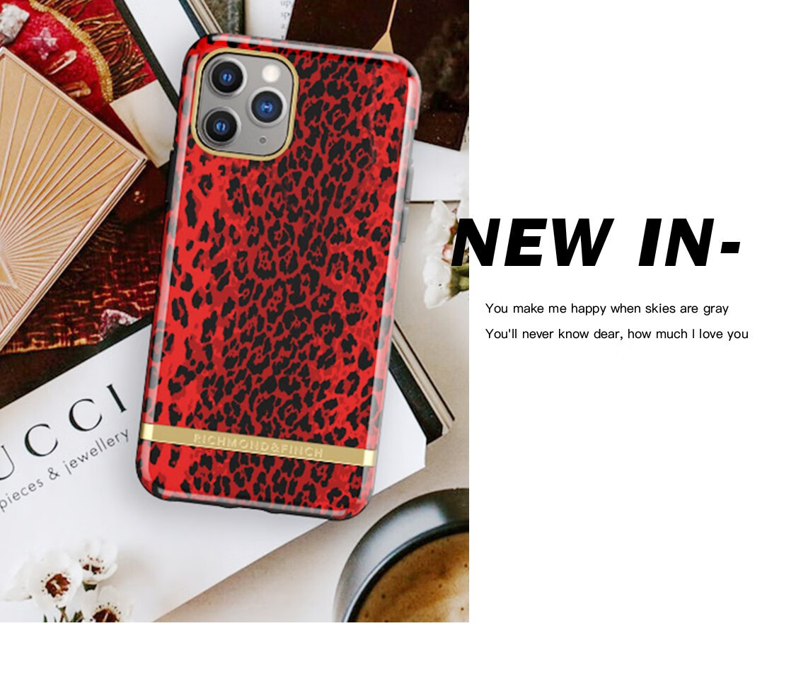 richmond&finch新品轻奢红豹苹果手机壳iphone11/pro/promax防摔保护