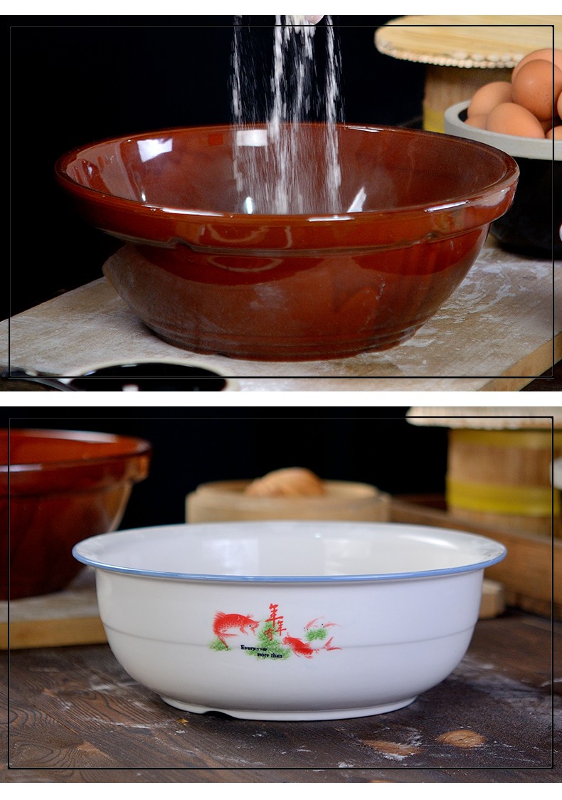 老式大号家用盆陶瓷瓦盆和面盆瓷盆和面陶加厚揉面厨房活面发面瓷
