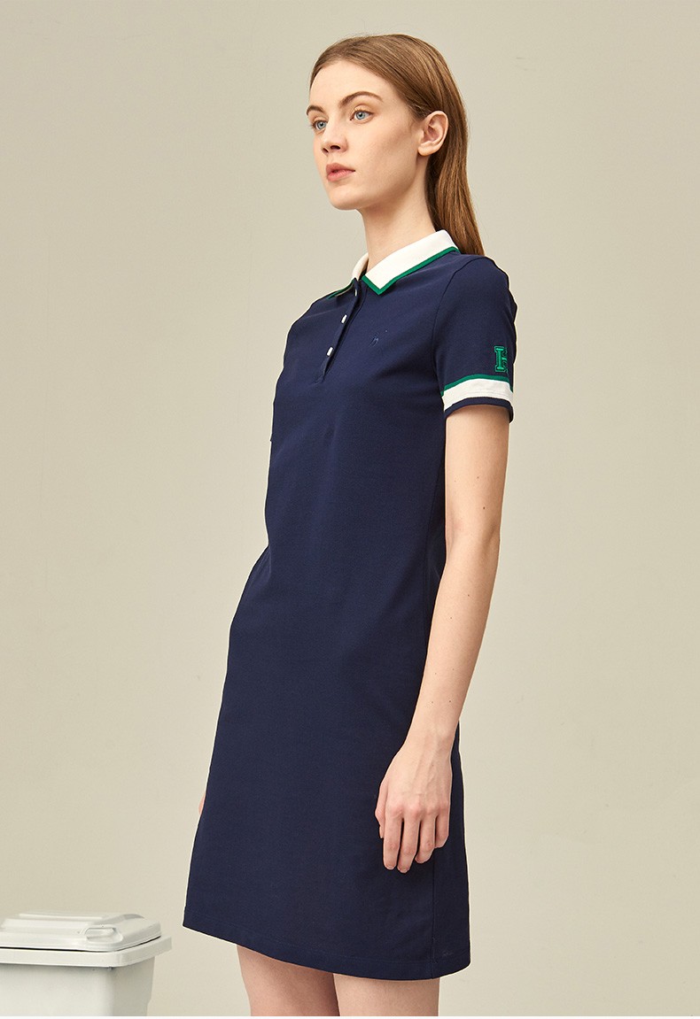 【商场同款】哈吉斯hazzys 2020夏季连衣裙女修身简约休闲polo裙aqwse