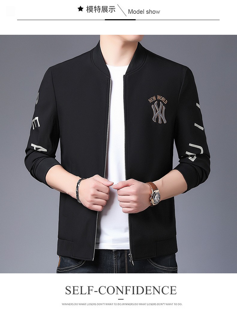 金盾kindon夹克男春秋新款男装外套男棒球领印花夹克衫男士时尚百搭