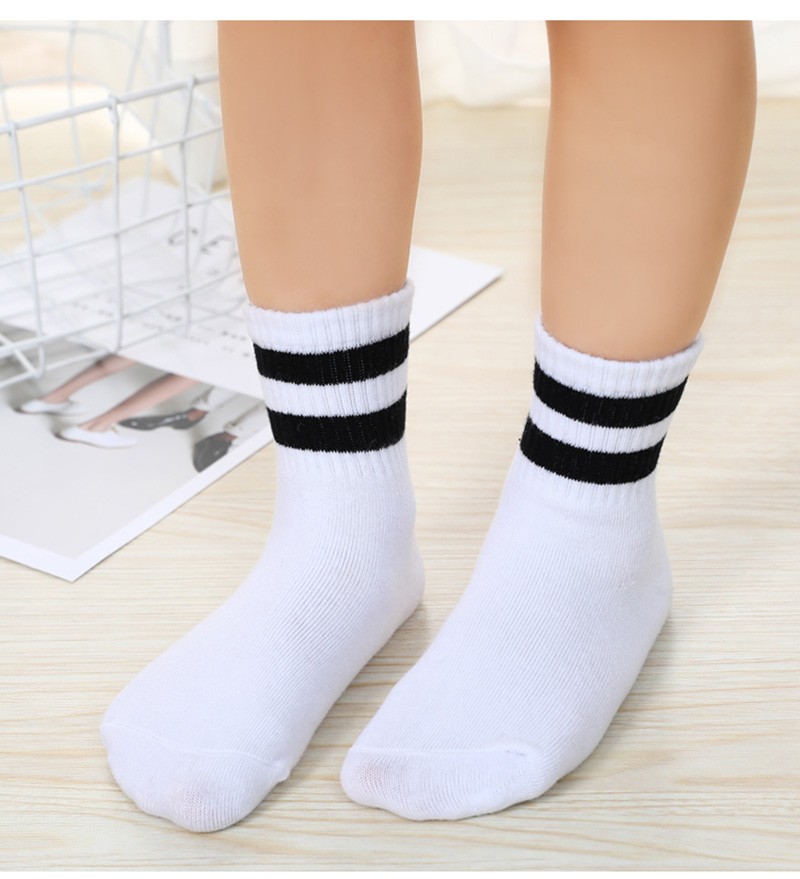 儿童白袜子棉春秋冬季学生开学男女中小童宝宝学校短袜中筒运动会纯