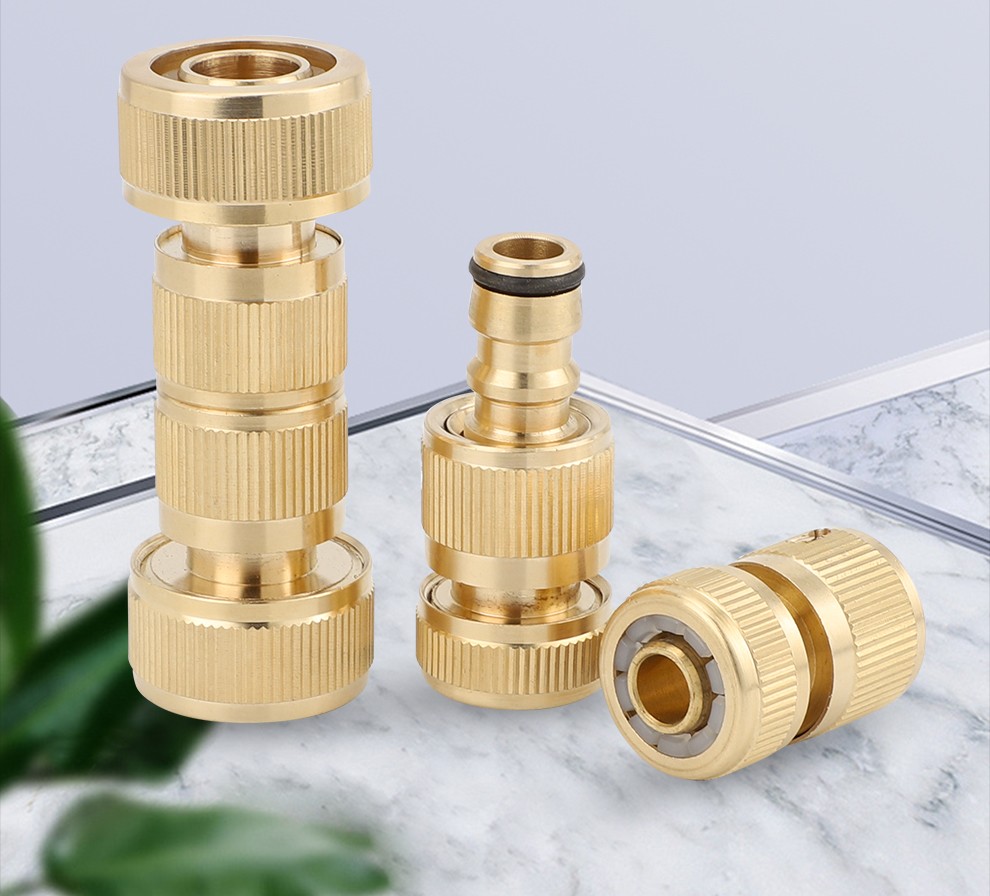 dltxcn全铜修复通水二通快速接头双头中间通转换水管接口对接器5分2个