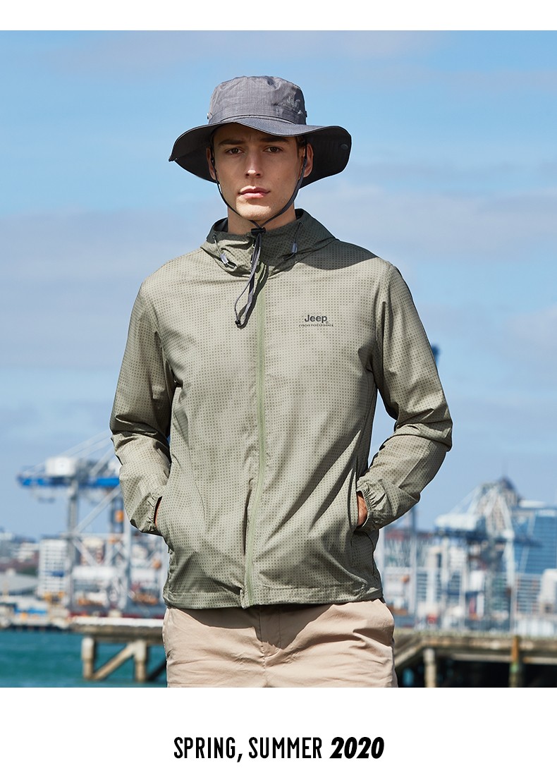 官方旗舰吉普jeep防晒衣防晒服男士新品遮阳轻薄透气皮肤风衣男休闲