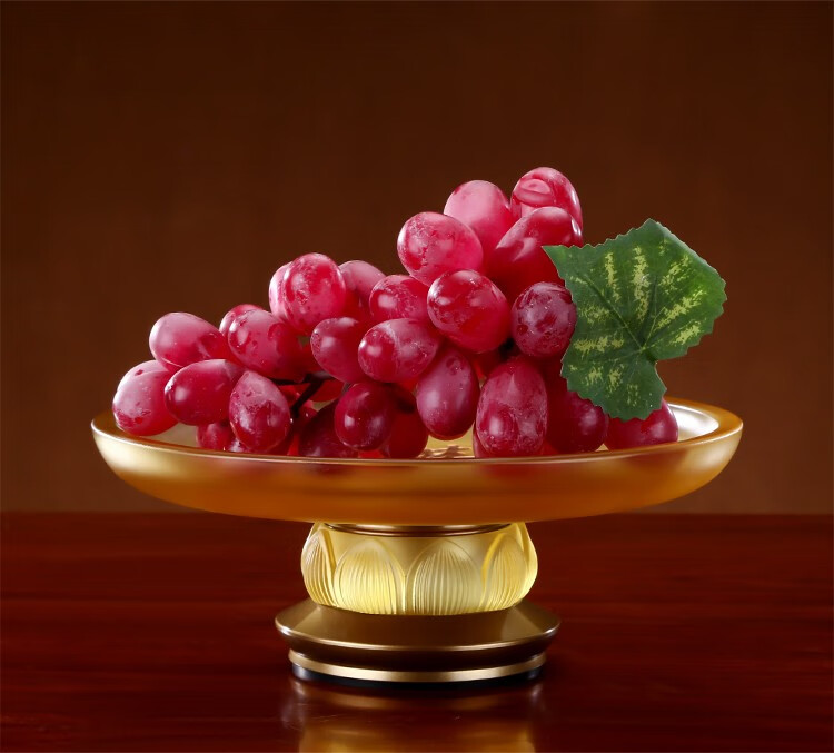 古法琉璃供果盘莲花供佛果盘佛前水果盘子家用供奉佛字贡盘供观音果盘