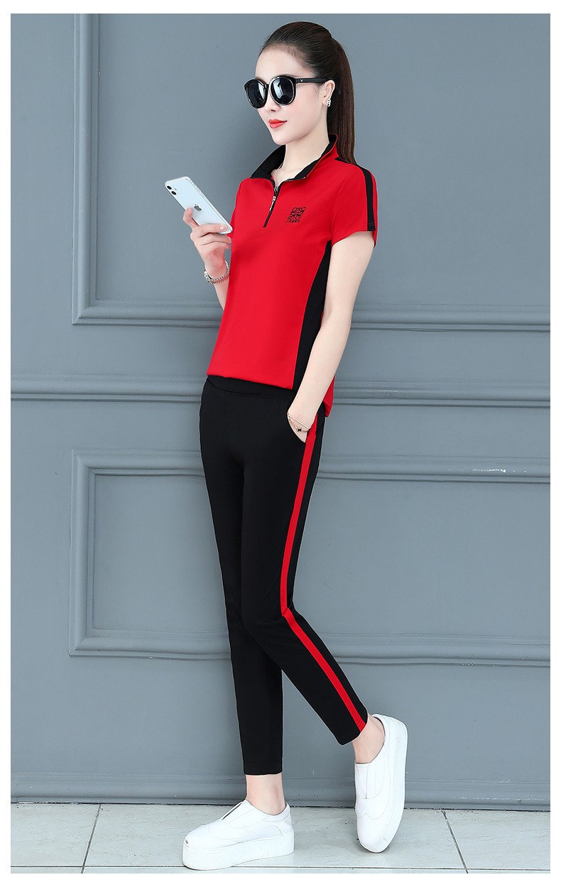 途话 品牌运动套装女2020年夏季时尚高端棉质运动服女运动装女装休闲