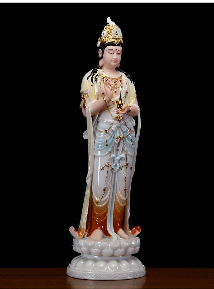 西方三圣佛像玉石汉白玉阿弥陀佛像观世音佛像供奉家用大势至菩萨摆件