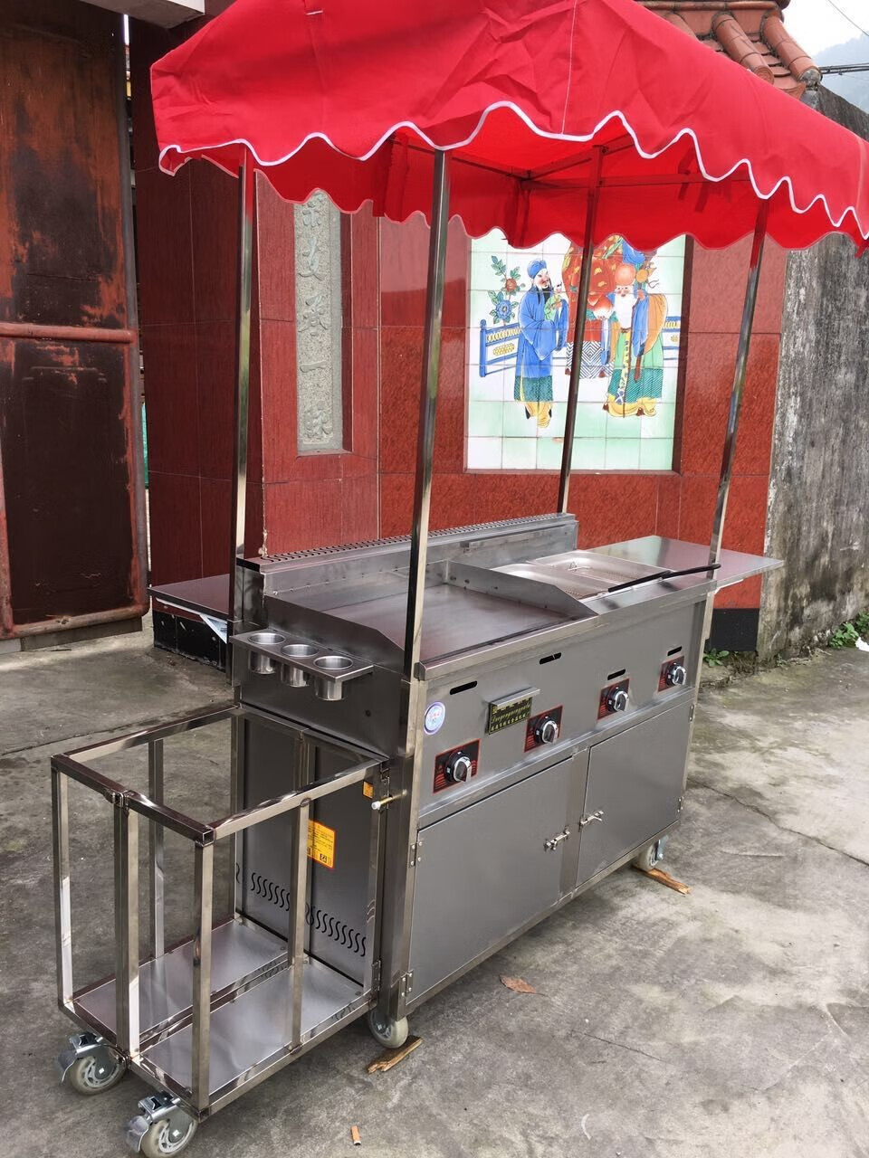 流动多功能手抓饼小吃车推车摆摊关东煮油炸扒炉铁板烧移动烧烤车 汤