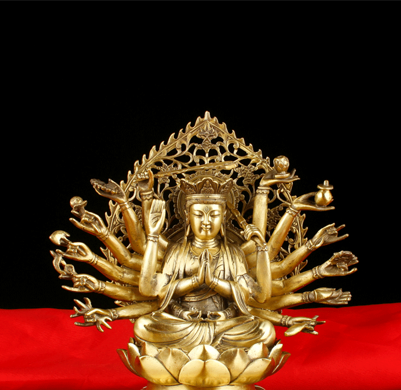 普澜家居 纯铜准提佛母像摆件 准提菩萨铜像密宗佛像家居佛堂供奉用品
