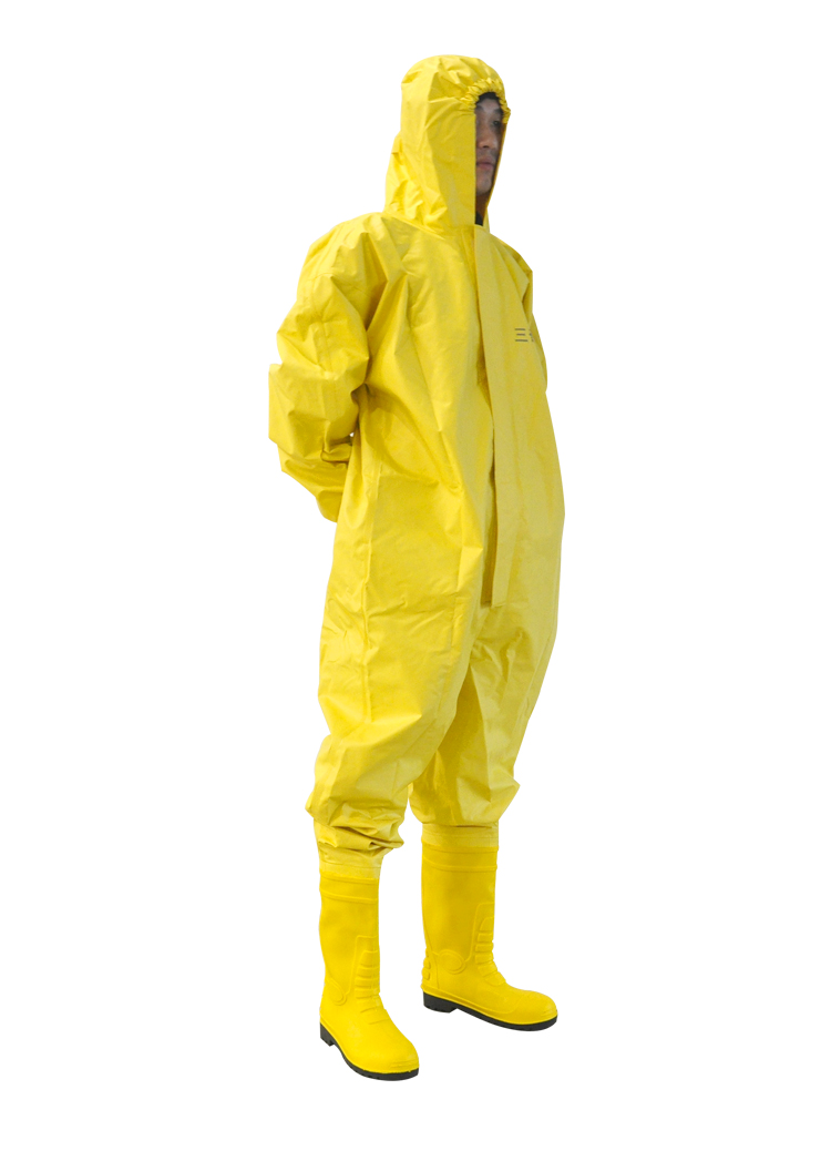 三奇安 消防连体带帽轻型防化服 耐酸碱防护服 防液氨氯气防护服 危化