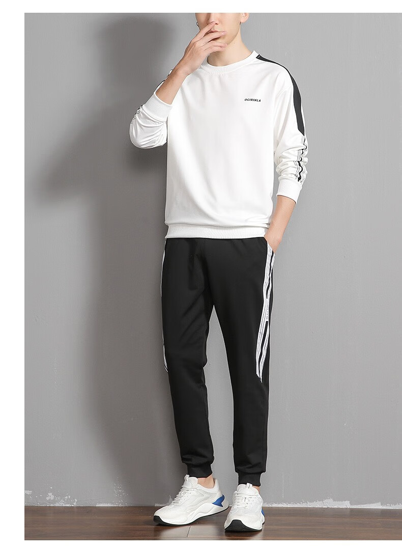 圆领卫衣休闲运动套装男2020新款春秋季韩版潮流休闲运动装春装两件套