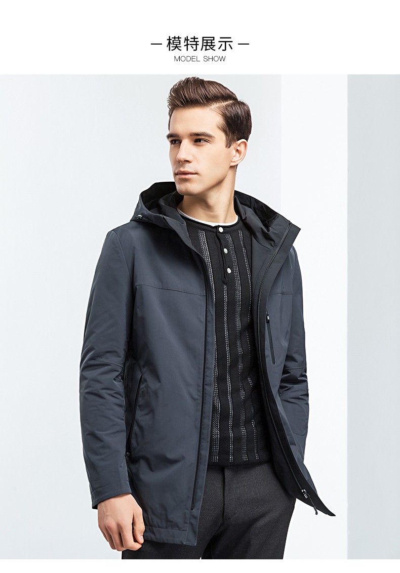 纪诗哲(gievszhe)品牌男装风衣男2020春季新款休闲连帽中长款时尚中