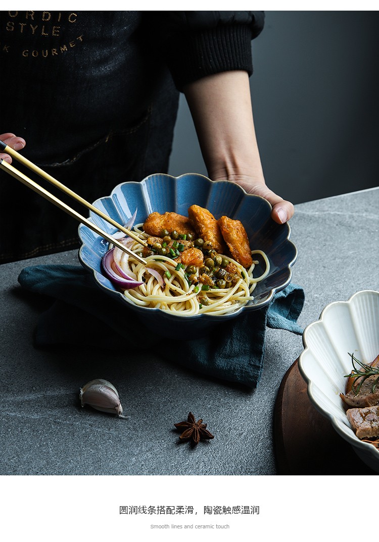 舍里日式菊花窑变釉陶瓷喇叭碗斗笠碗家用拉面碗拌面碗日料碗商用75寸