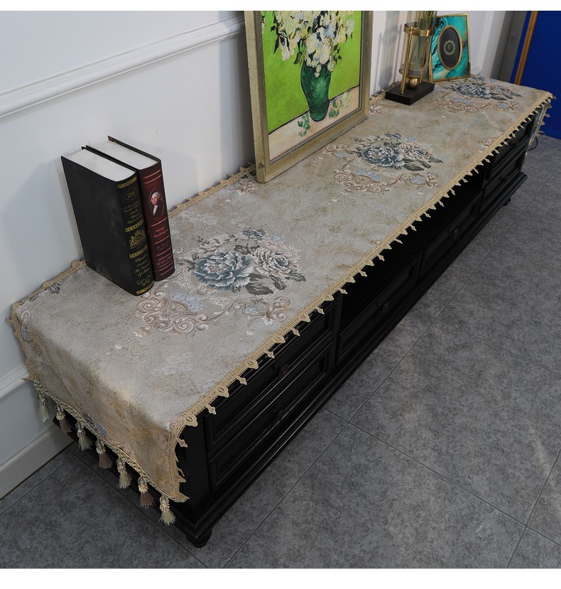 电视柜桌布长条欧式客厅家用高档台布长方形茶几桌布布艺盖巾轻奢电视