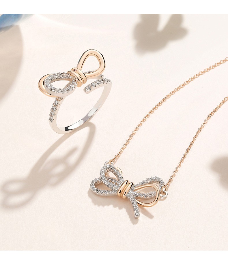 法蔻轻奢品牌戒指女简约甜美双色镀金指环首饰品时尚个性蝴蝶结开口