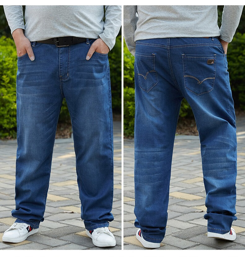 2020新款大码牛仔裤男宽松直筒裤 春夏薄款商务休闲牛仔长裤 加肥加大