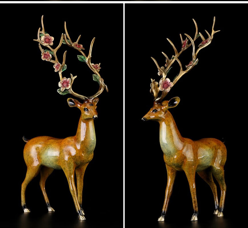 南国玺承 彩铜梅花鹿摆件创意 开业礼品大号 办公室摆设 工艺品 别墅
