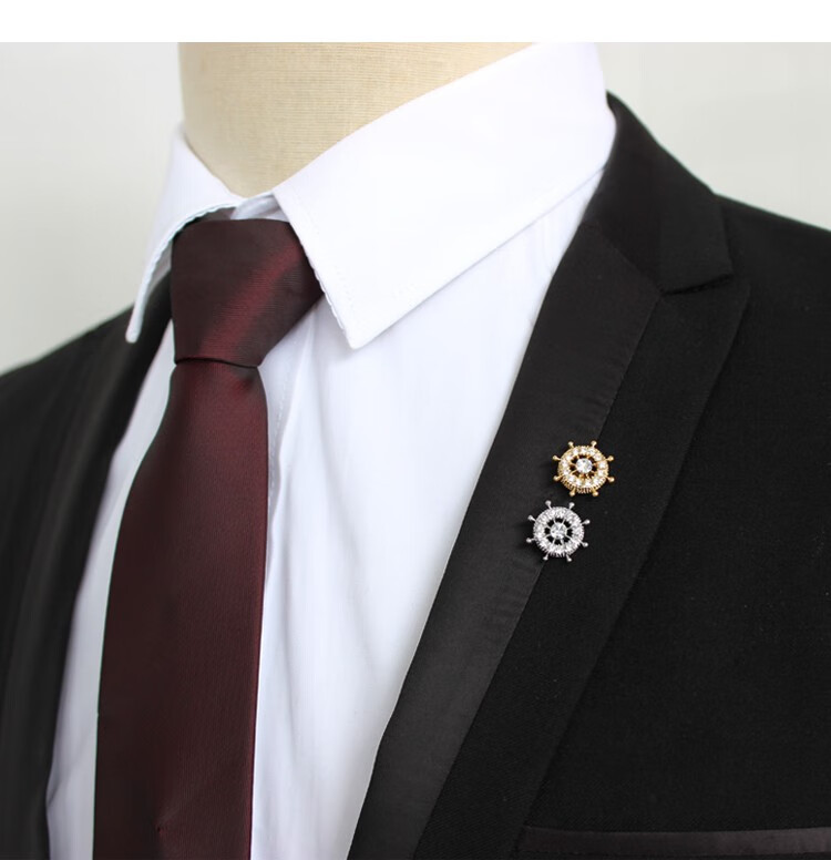 熙妃 男士胸针领带链 多用款 合金小船舵领针 衬衫领带针西装小徽章