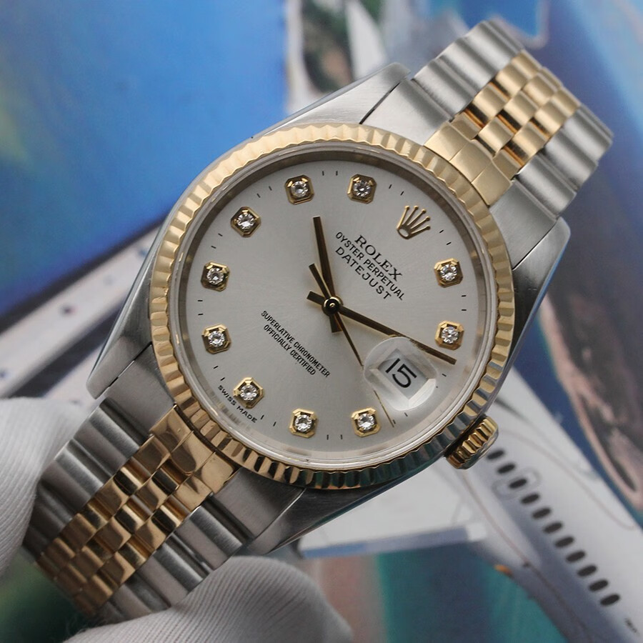 二手95新rolex劳力士日志型系列16233自动机械男表36mm表径18k金二手