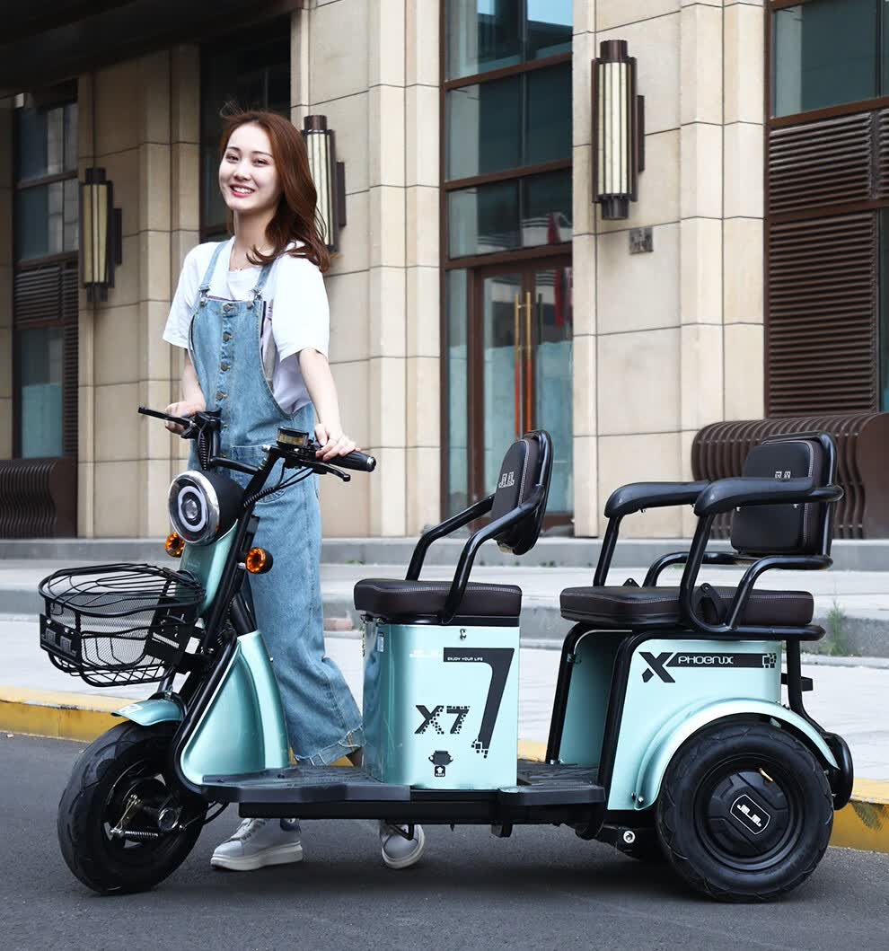 车休闲接送孩子可进电梯代步电动车凤炫xk红色不可伸缩裸车不包含电池