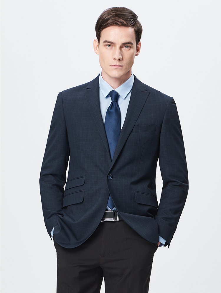 杉杉firs 男士细条纹商务西服单西 藏青 165b