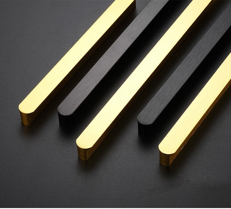 大衣柜把手柜门拉手加长现代金色轻奢黑色简约铝合金柜子极简拉手 哑