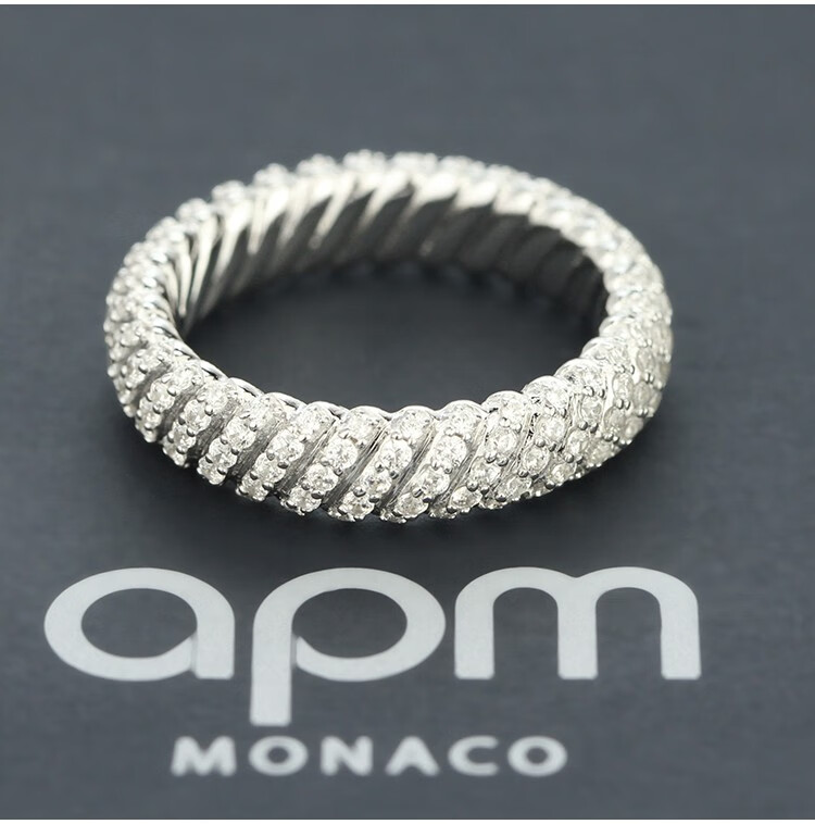 apm monaco单圈锚绳圆环戒指女 简约时尚一圈指环925银食指戒个性首饰