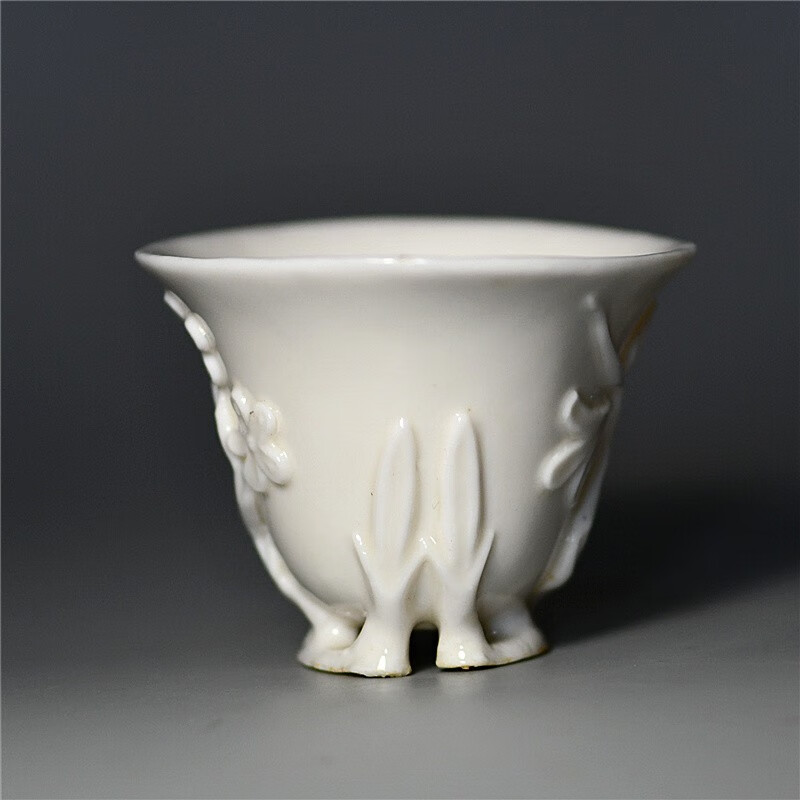 游此斋 明代德化梅花杯玻璃杯花茶杯杯具古董德化白瓷明代德化杯真品