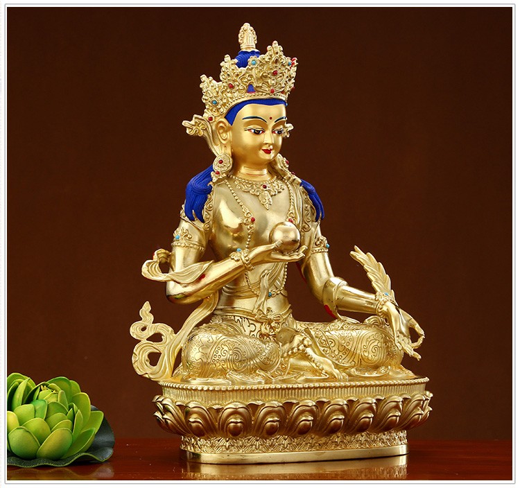 盛凡带冠地藏王菩萨尼泊尔佛像佛教藏传纯铜鎏金密宗佛家佛堂摆件10台