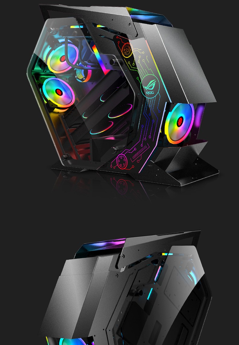 电竞网咖电脑机箱玻璃全侧透异形机箱游戏机箱水冷全侧透炫酷大中小板