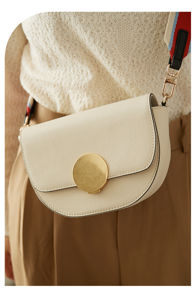 伊米妮emini house 83早10新款牛皮复古半圆马鞍包质感编织宽肩带休闲