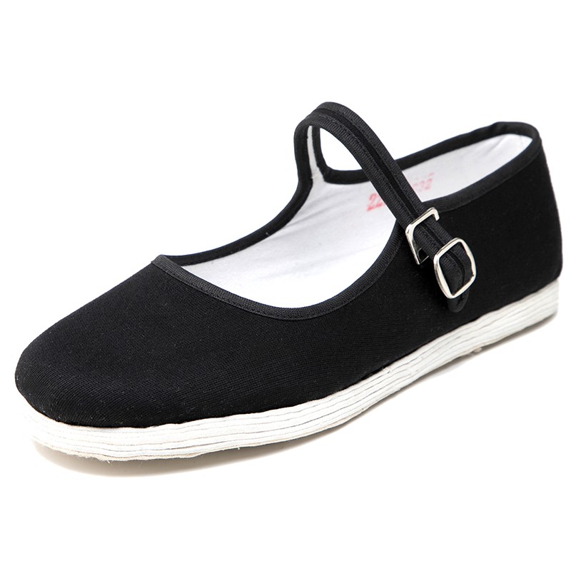 艺汇家春秋女款纯手工布鞋女黑色方口搭扣带千层底中老年妈妈轻便透气