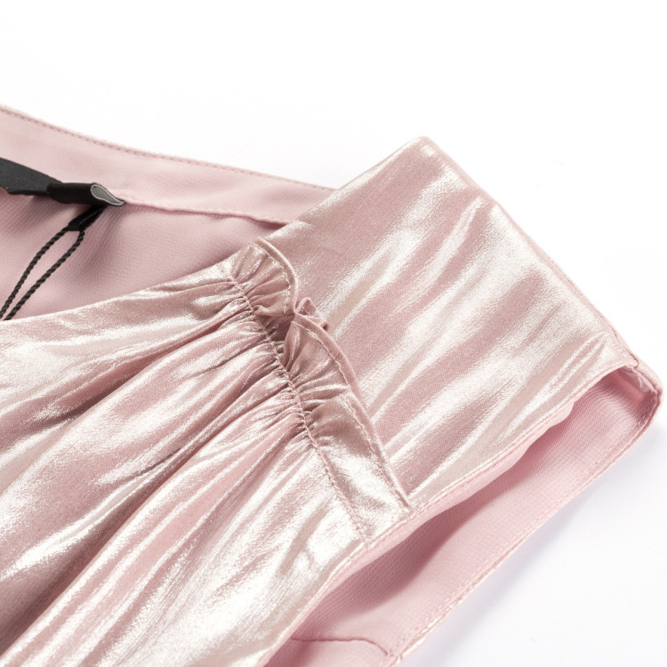 夏季新款女装连衣裙女奢华高端百褶裙中长款修身背心连衣裙 淡橙红色