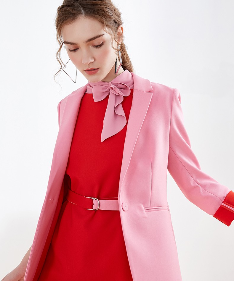 g2000女装西服外套商场同款年冬季新款粉红色正装长袖西装98710523