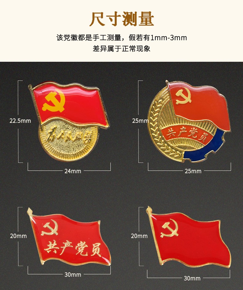 加厚款党徽2020新版胸针标准型磁铁磁扣中国党员胸章徽章为人民服务党