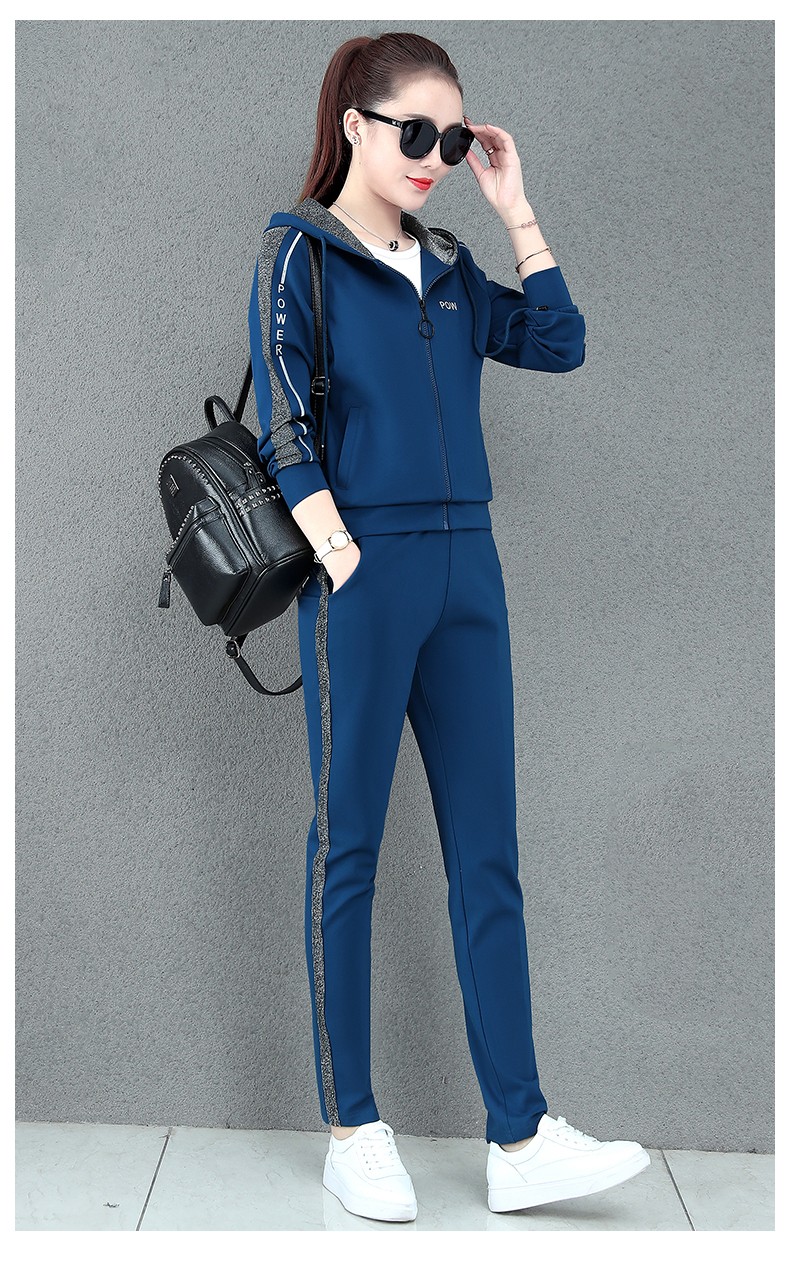 大码休闲套装高端棉质两件套时尚跑步健身运动装卫衣女装运动服团购