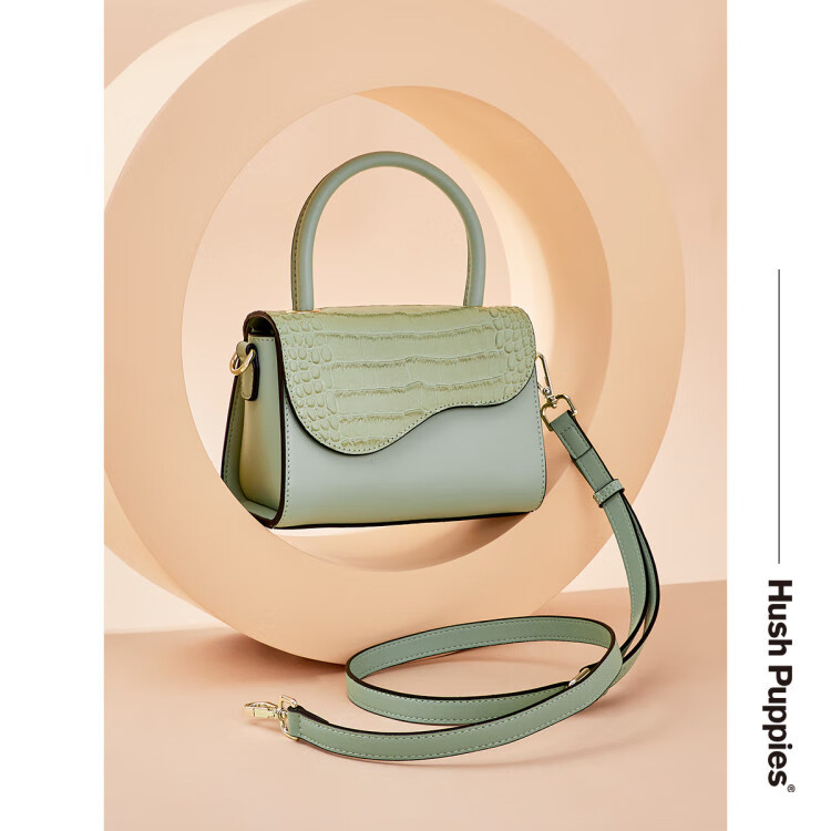暇步士hushpuppies新款单肩包女鳄鱼纹时尚手提包百搭洋气甜美斜挎包