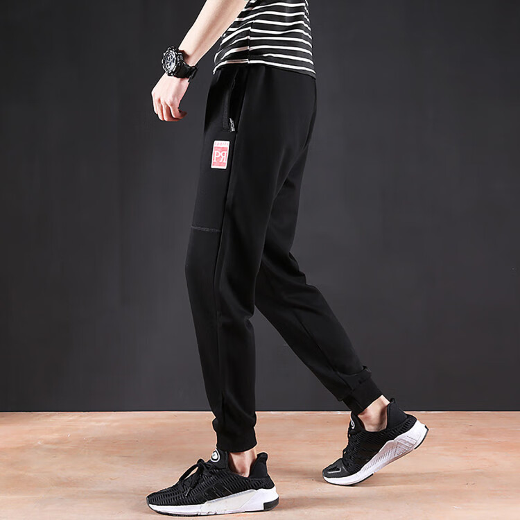 奇安达 新款男潮裤休闲裤运动裤长裤针织长裤卫裤小脚裤 黑色 3xl