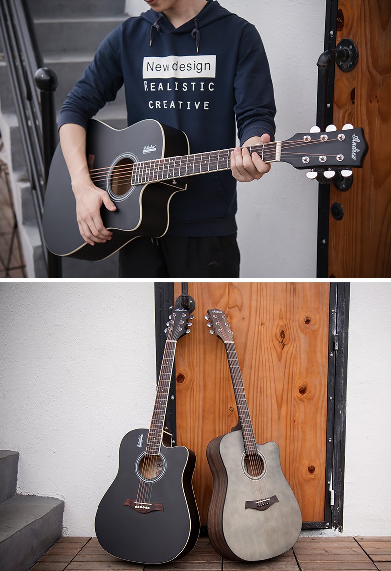 安德鲁andrew民谣吉他木吉它41寸jita电箱初学者入门乐器41寸原木色