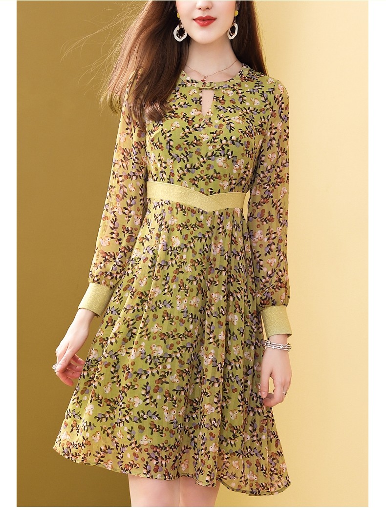 歌珀莱品牌女装碎花连衣裙女夏季2020新款高腰遮肚子显瘦成熟气质a字