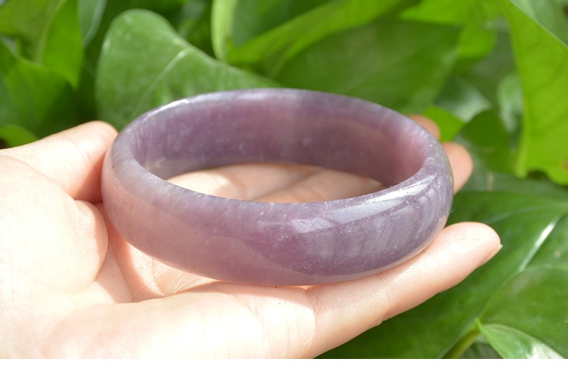 新疆阿勒泰可可托海天然丁香紫玉手镯子草花玉6162