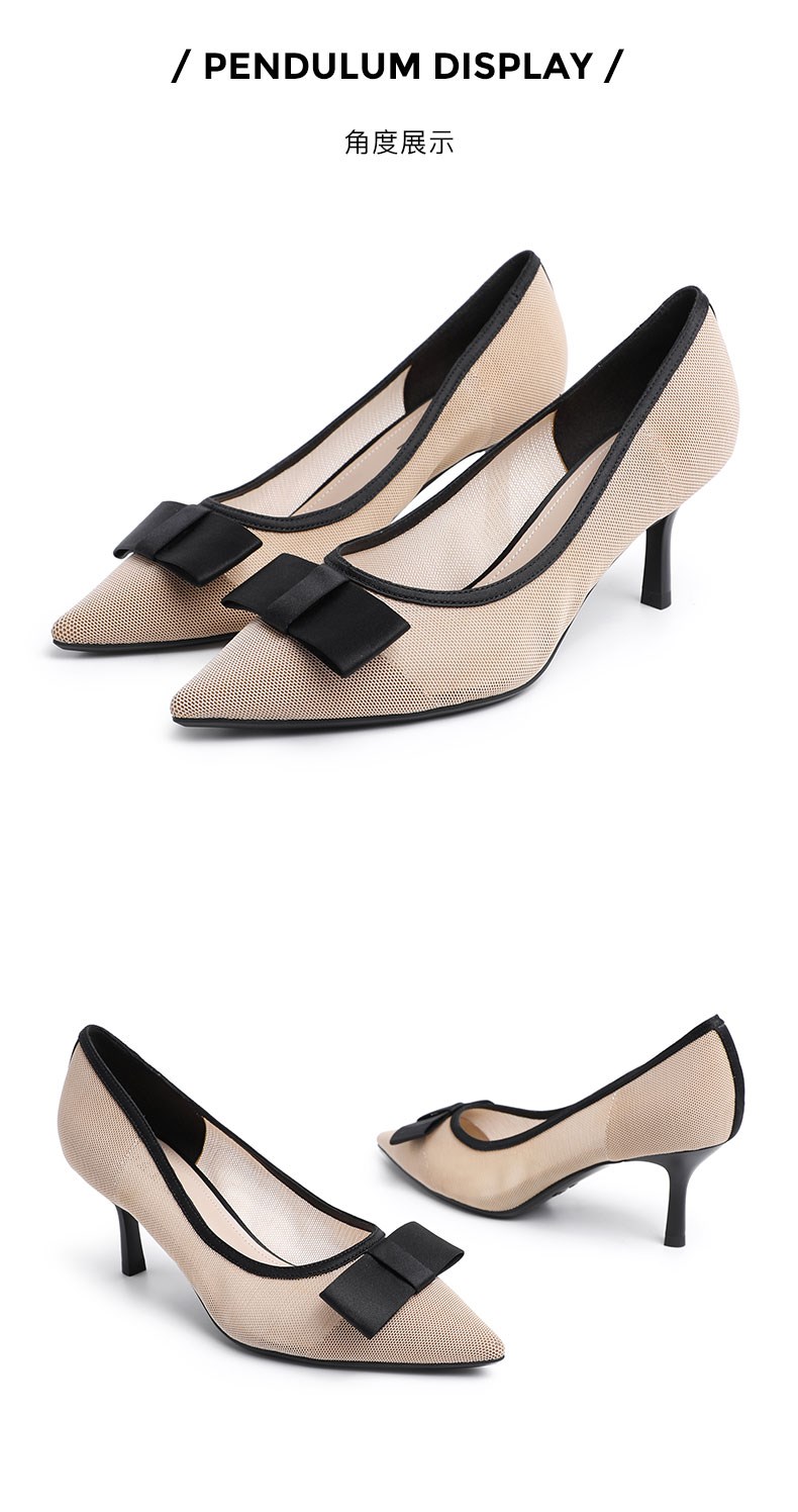 belle/百丽2020夏新商场同款蝴蝶结网布细高跟女单鞋brxl7bq0 黑色 33