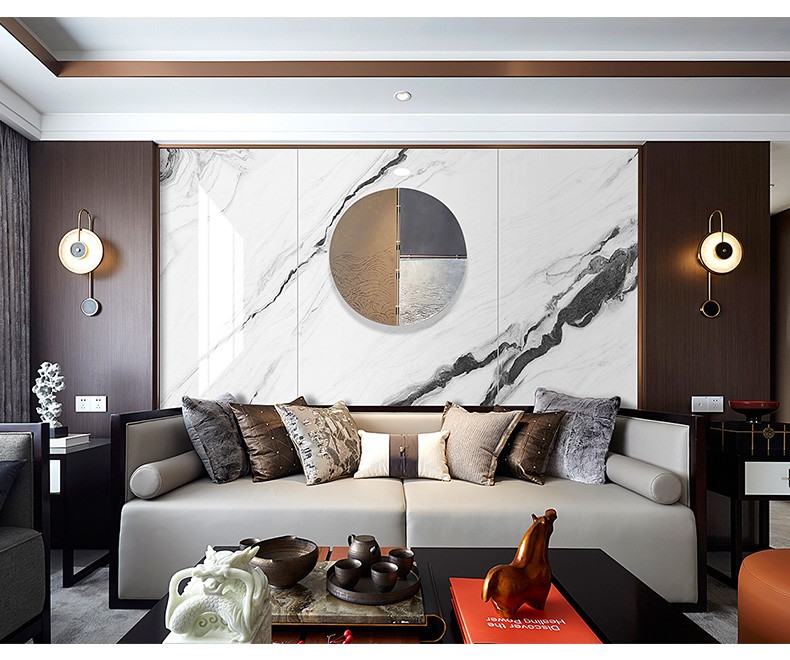 新中式仿大理石连纹大板餐厅玄关微晶石瓷砖背景墙 1200*2400mm岩板