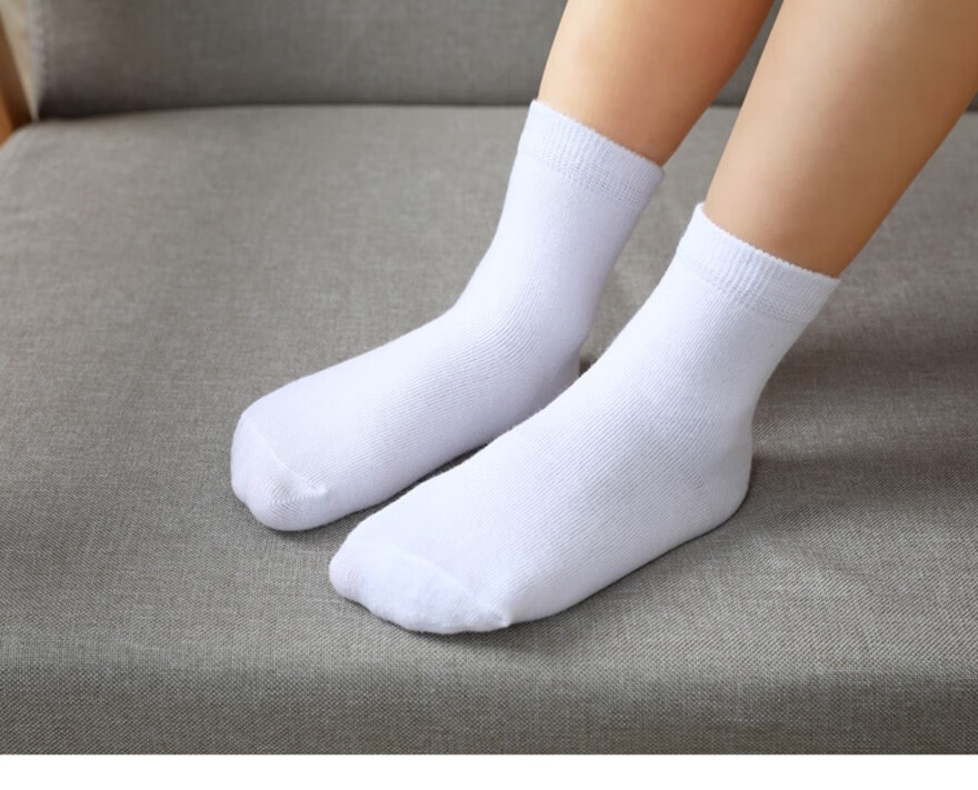 棉春秋冬季学生开学男女中小童宝宝学校短袜中筒运动会纯白色小白袜