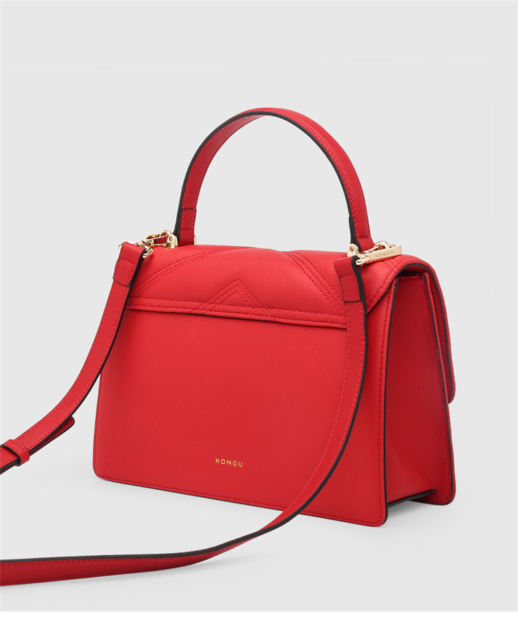 红谷hongu 女包单肩包真皮女式斜挎包手提包手拎单肩包菱格包2020新款