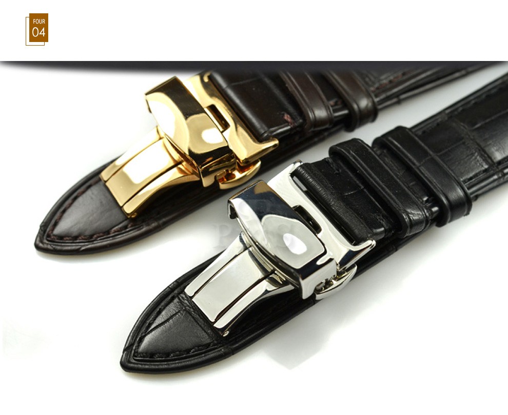 plts 皮拉图斯s3100 路易斯安娜密河鳄鱼皮黑色蝴蝶扣表带