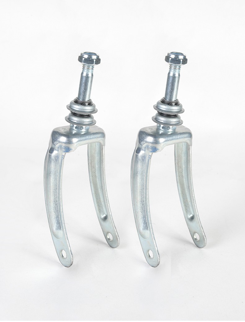 衡互邦配件轮椅小轮交叉带螺丝万向轮架钢制带承轴前轮小叉子一对银色