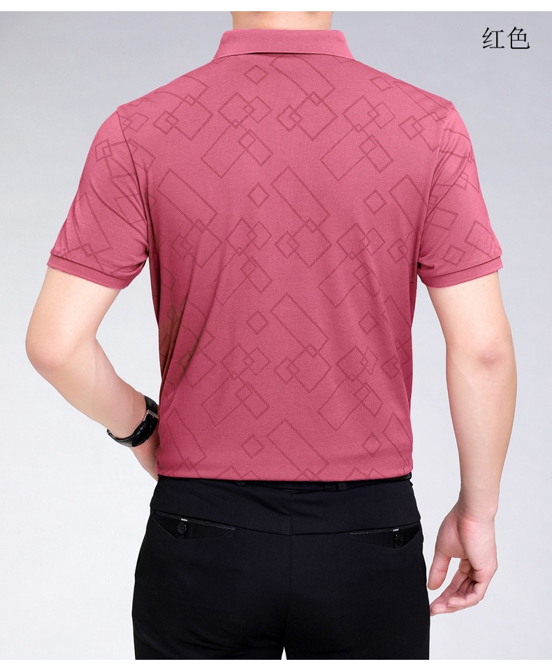 皮尔卡丹正品 短袖t恤男中青年丝光纯棉t恤翻领纯色舒适男士polo衫大