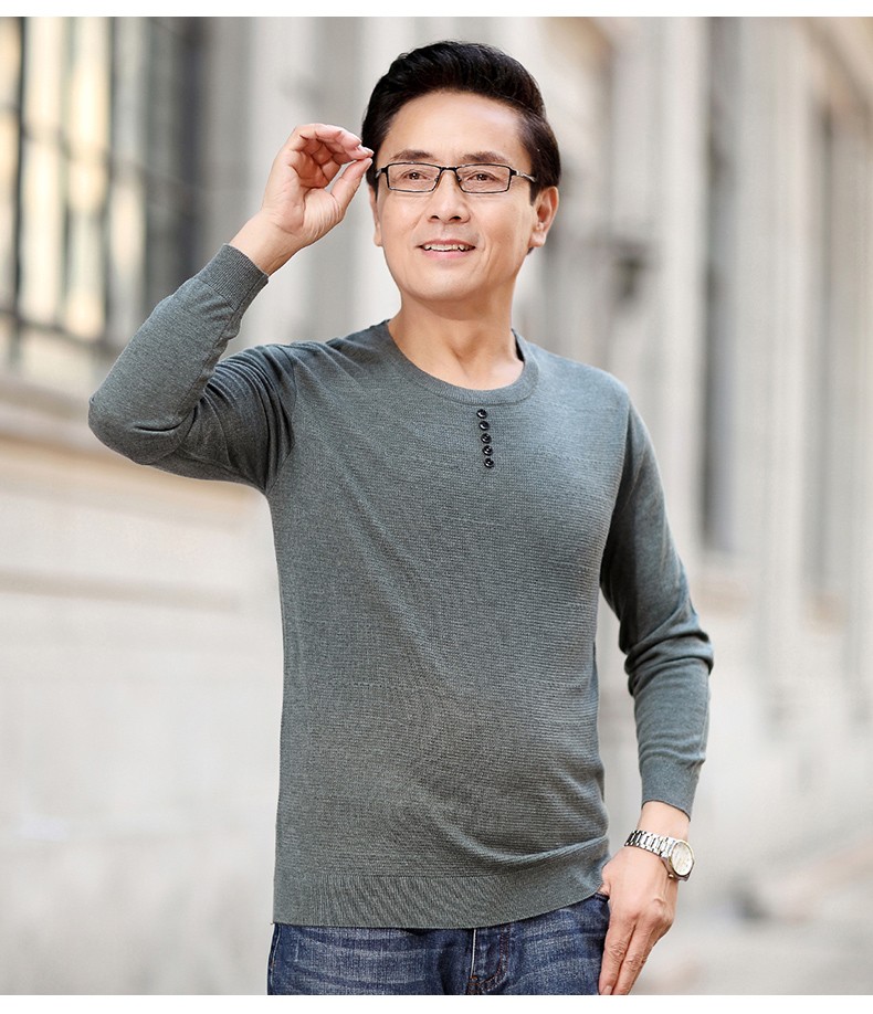 南极人中年男士春季长袖t恤男40-50岁中老年男装打底衫爸爸春装上衣